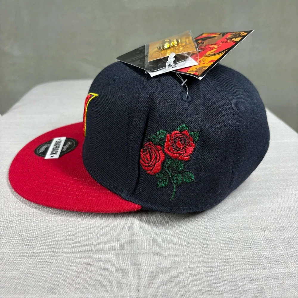 Headgear Classics Atlanta Black Crackers Youth Snapback Hat Navy Red with Pin